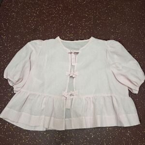 Pink Gingham Bow Top